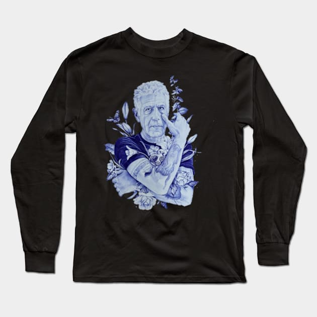 Anthony Bourdain Long Sleeve T-Shirt by shadowNprints